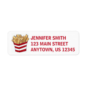 French Fried Potatoes Chips Fries Fry Fast Food Return Address Label