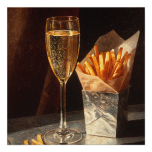 French fries and champagne poster
