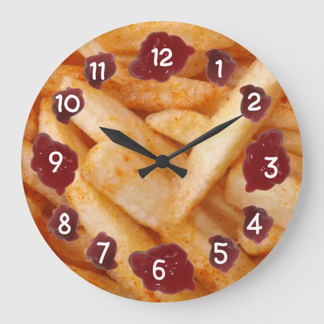 French Fries and Ketchup Large Clock (Front)