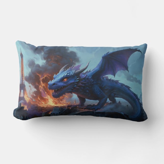 French Fries, Anyone? Dragon Art Lumbar Cushion (Front)
