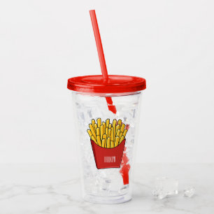 French fries cartoon illustration acrylic tumbler