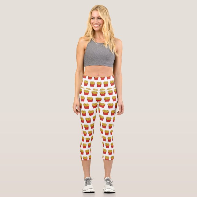 French fries cartoon illustration capri leggings (Front)