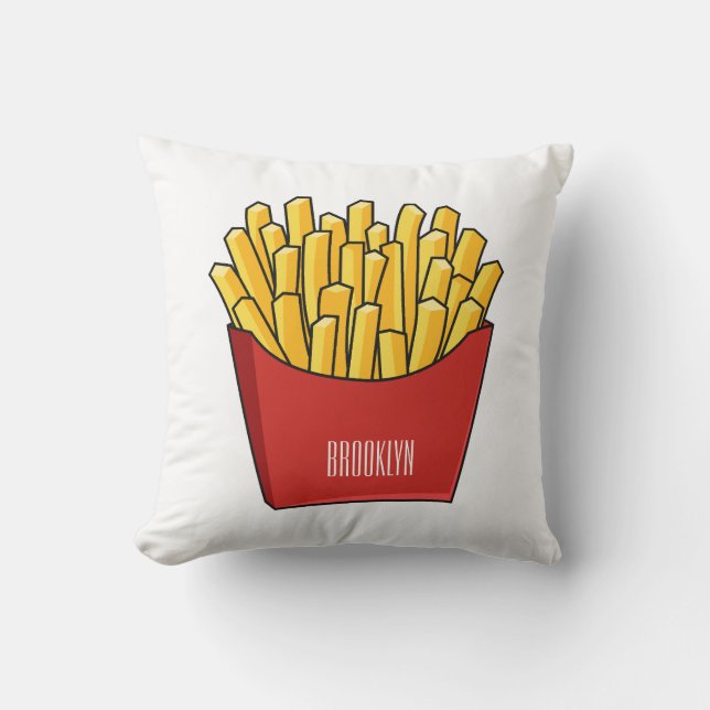 French fries cartoon illustration cushion (Front)