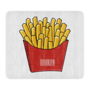 French fries cartoon illustration cutting board