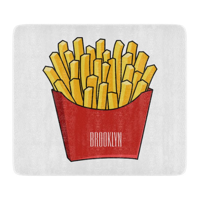 French fries cartoon illustration cutting board (Front)