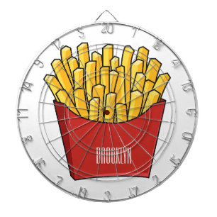 French fries cartoon illustration dartboard