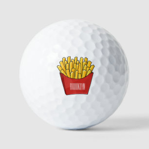 French fries cartoon illustration golf balls