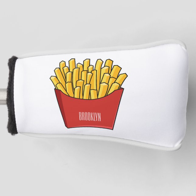 French fries cartoon illustration golf head cover (Front)