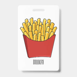 French fries cartoon illustration ID badge