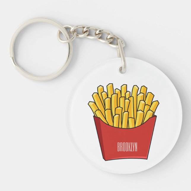 French fries cartoon illustration key ring (Front)