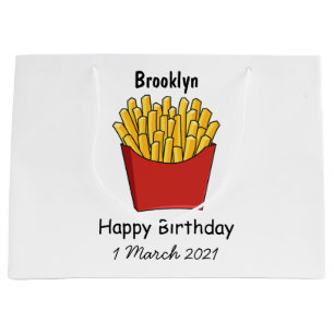 French fries cartoon illustration large gift bag