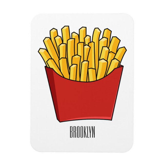 French fries cartoon illustration magnet (Vertical)