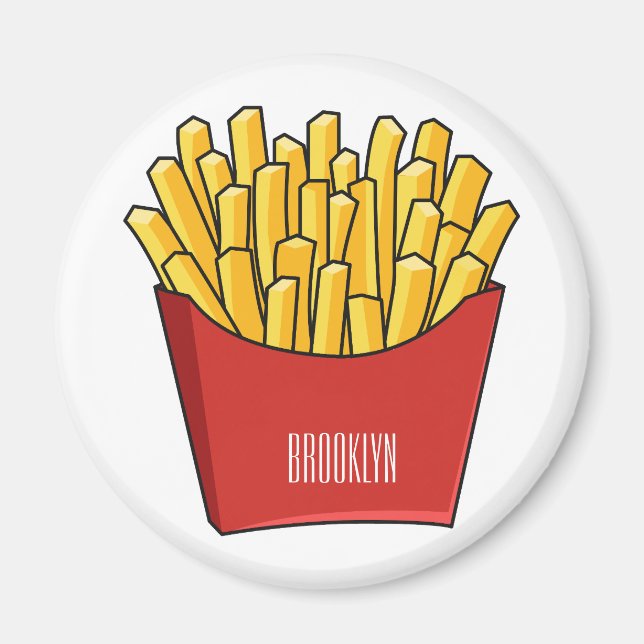 French fries cartoon illustration magnet (Front)
