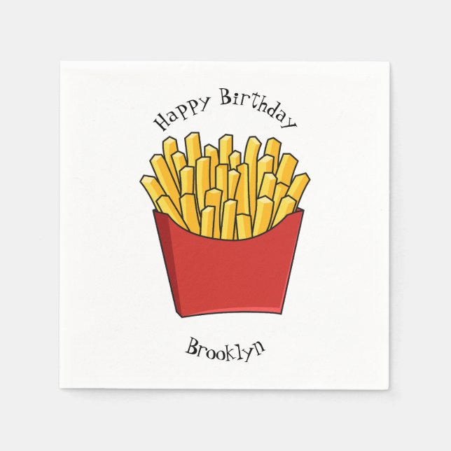 French fries cartoon illustration napkin (Front)