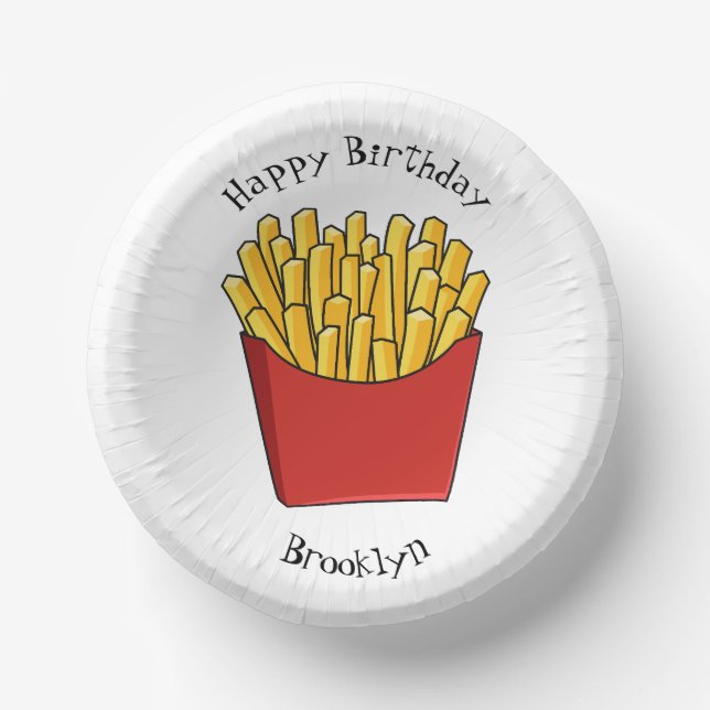 French fries cartoon illustration paper plate (Front)