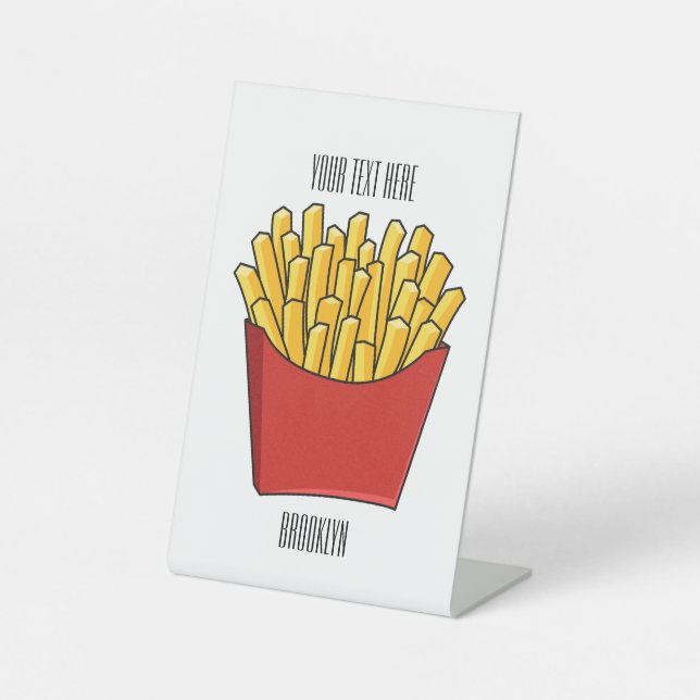 French fries cartoon illustration pedestal sign (Front)