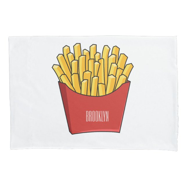 French fries cartoon illustration pillowcase (Front)