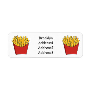 French fries cartoon illustration return address label
