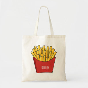 French fries cartoon illustration tote bag