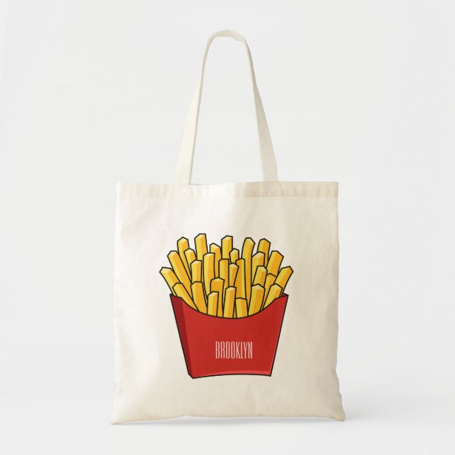 French fries cartoon illustration tote bag (Front)