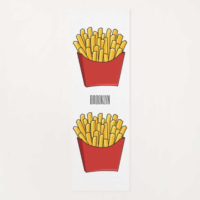 French fries cartoon illustration yoga mat (Front)