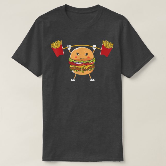 French Fries Cheese Burger Food Graphic Kawaii Ani T-Shirt (Design Front)