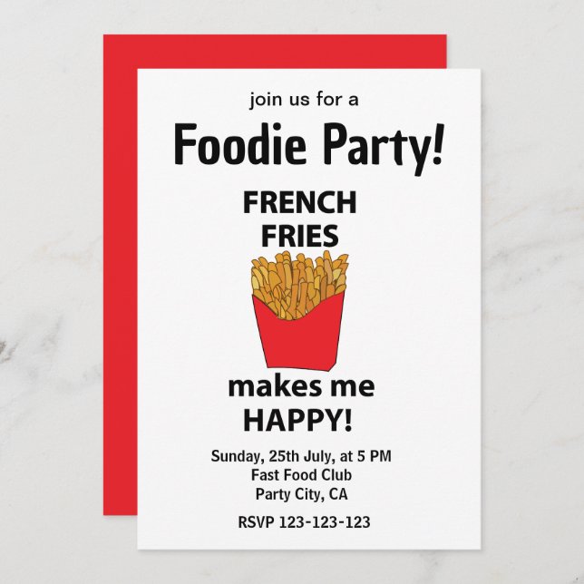 French Fries Fast Food Foodie Party Invitation (Front/Back)