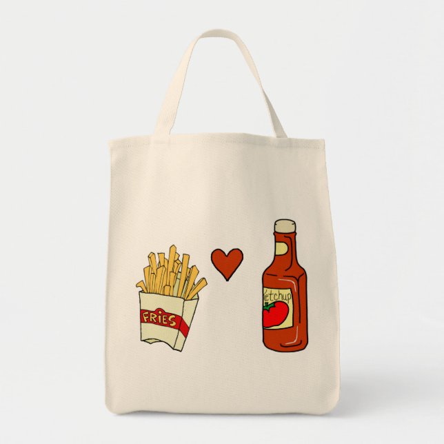 French Fries Love Ketchup Tote Bag (Front)