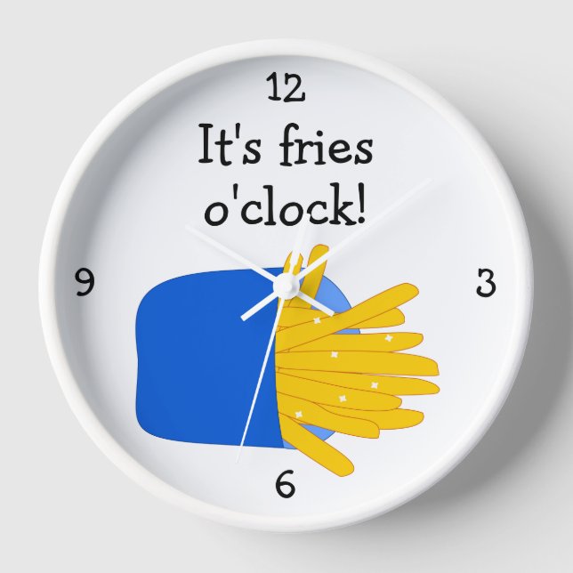 French Fries O'Clock fun food graphic Wall Clock (Front)