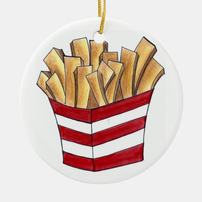 French Fries Small Fry Chips Fast Food Foodie Ceramic Ornament (Front)