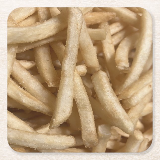 French Fries Square Paper Coaster (Front)