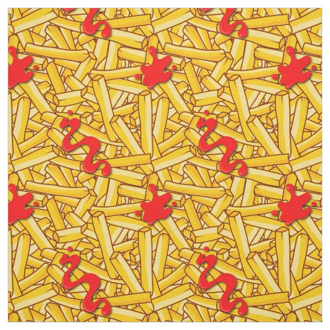 French Fries With Red Sauce Funny Fabric (Swatch)