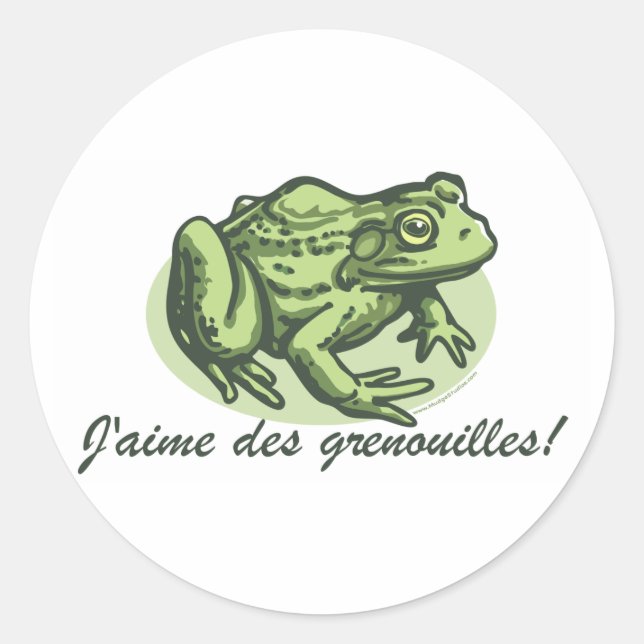 French Frog - I Love Frogs Sticker (Front)