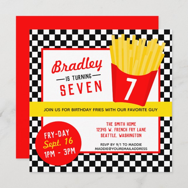 French Fry Birthday Party Invitation (Front/Back)