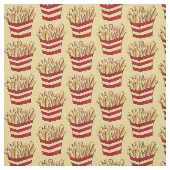 French Fry Fries Fried Potatoes Chips Fast Food Fabric (Swatch)