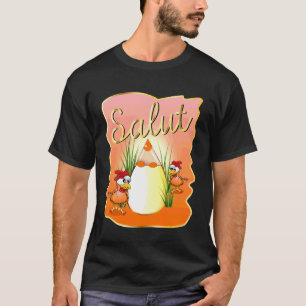 French Funny Chicken Eggs School T-Shirt