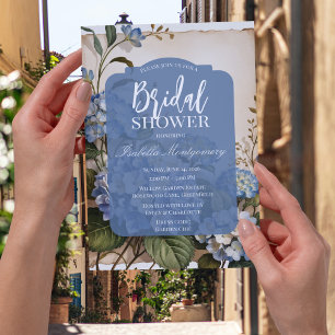 French Garden Blue Hydrangea Bridal Shower Invitation