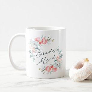 French Garden Floral Peony Wreath Bridesmaid Quote Coffee Mug