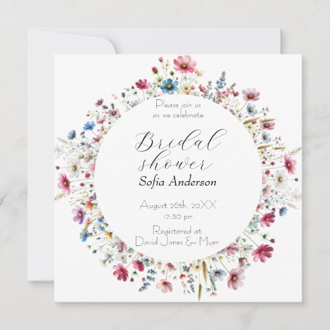 French Garden Party flower Invitation (Front)