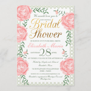 French Garden Roses Bridal Shower Invitation