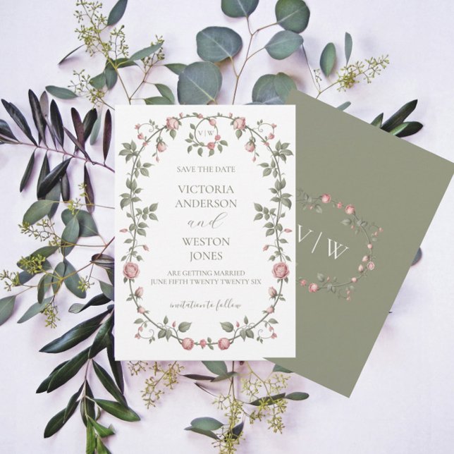 French Garden Sage Green Wedding Invitation (Creator Uploaded)
