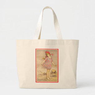 FRENCH GIRL AT THE BEACH LARGE TOTE BAG