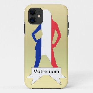 French girl on gold background iPhone 11 case