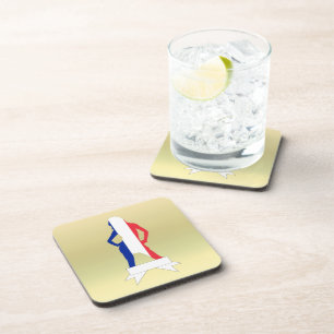 French girl on gold background coaster