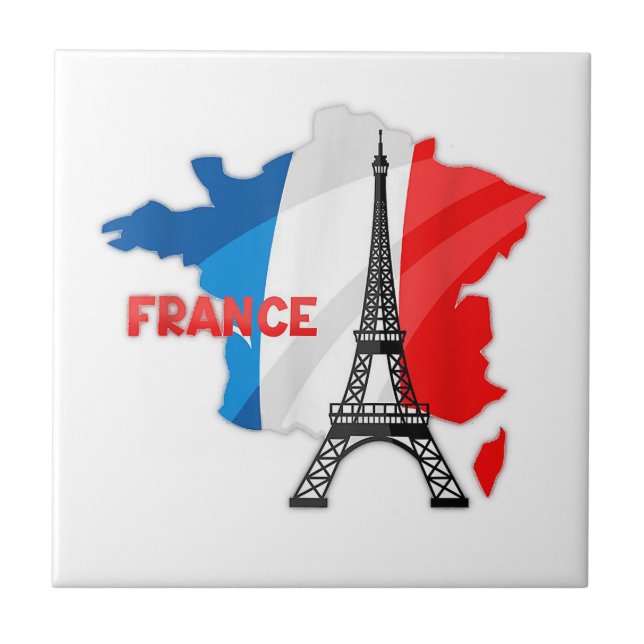 French girls, france flag kids, france women ceramic tile (Front)