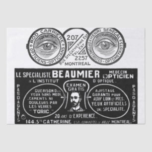 French Glasses Eye Doctor Vintage Ad Decoupage Tissue Paper