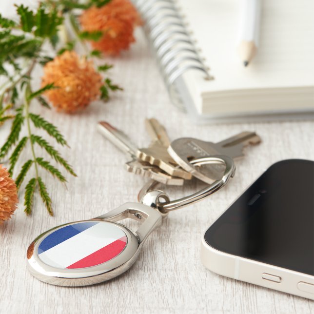 French glossy flag key ring (Side)
