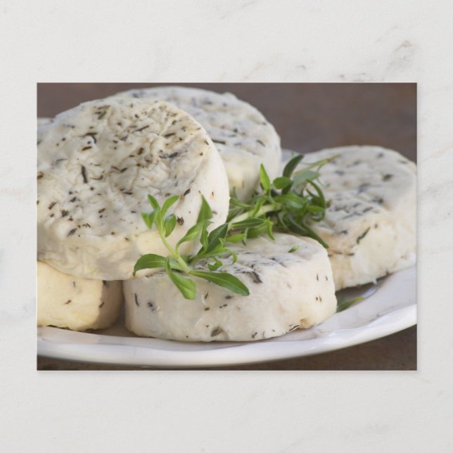 French goat cheese - chevre - with herbs on a postcard (Front)