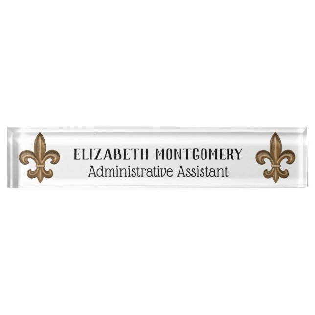 French Gold Fleur de Lis Nameplate (Front)