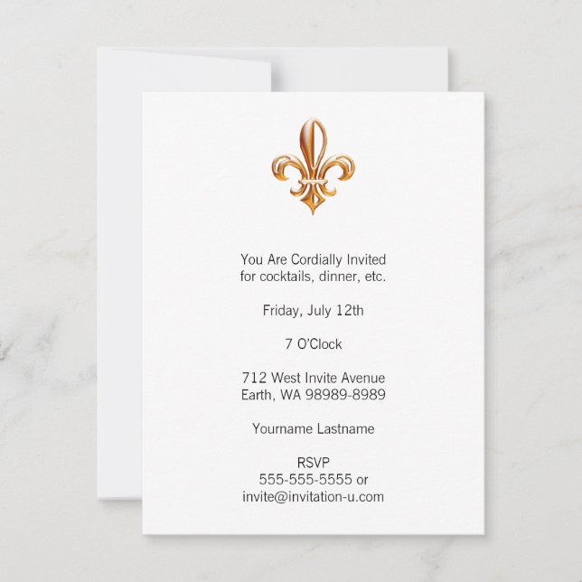 French Golden Fleur de Lis Invitation (Front)